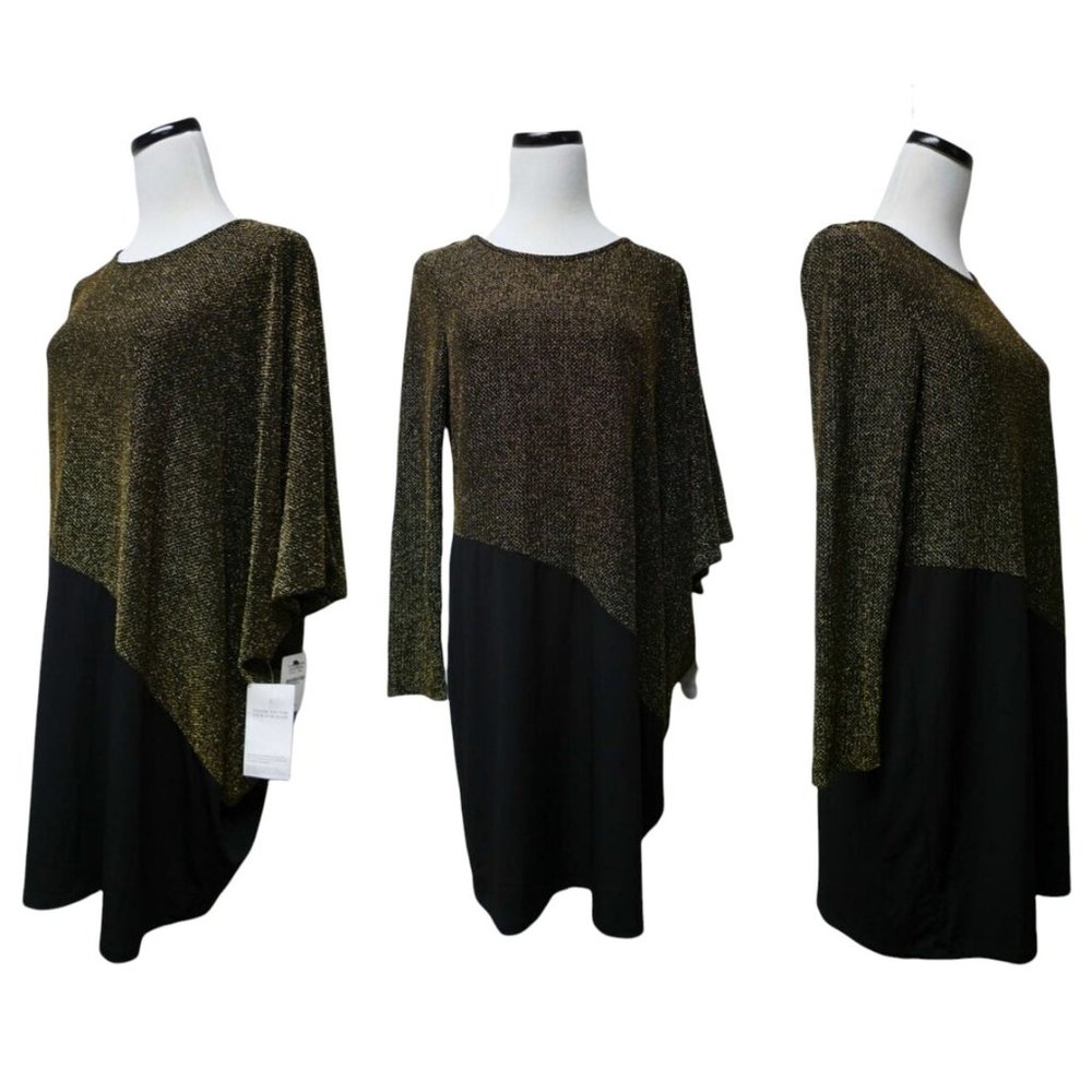 DEADSTOCK! 80s - 90s  Oleg Cassini asymmetrical loose fit dress . L . US made